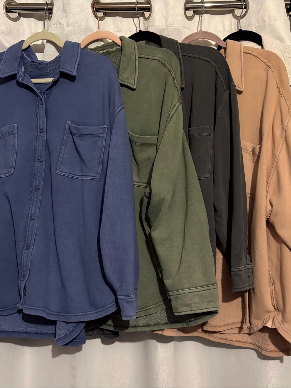 Aerie Lumberjane Button Up Shacket Shirt Lot Sz XL Green, Blue, Grey, Tan, Beige